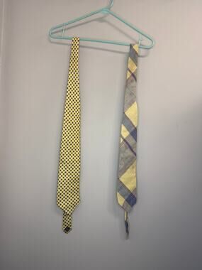 Vintage Yellow Tie Lot of 2 Embassy Row Foulard Colours Alexander Julian Madras